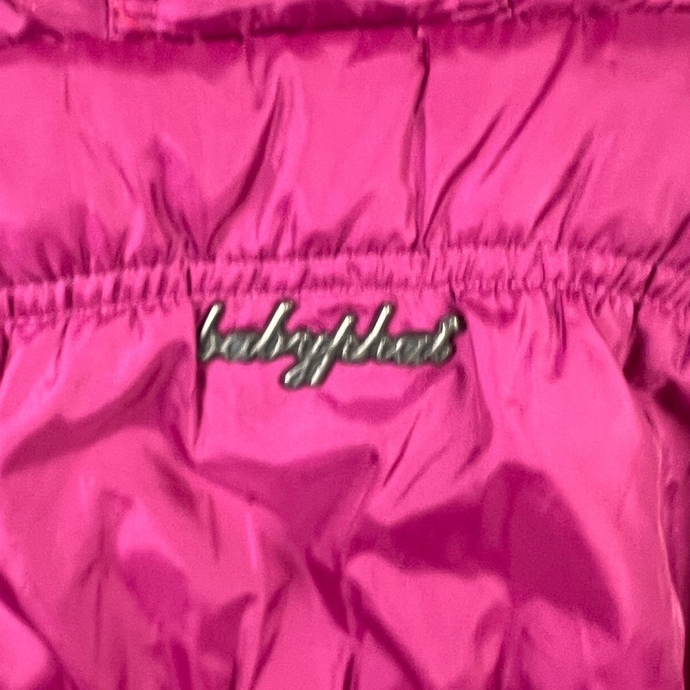 Baby Phat Puffer Coat Kids 14 Pink Faux Fur Hood Longline Quilted Winter Jacket - Picture 13 of 16